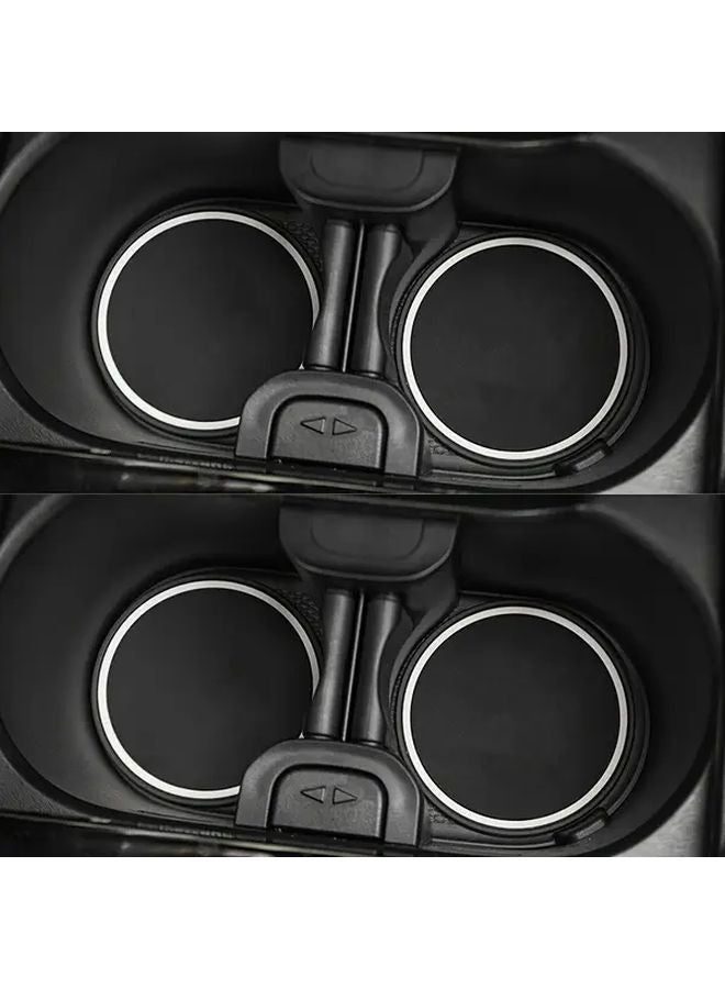 White Red Car Coasters 1 Pair Universal Anti Slip Drink Holder Pads Interior Storage Insulation Upgrade - Image 5